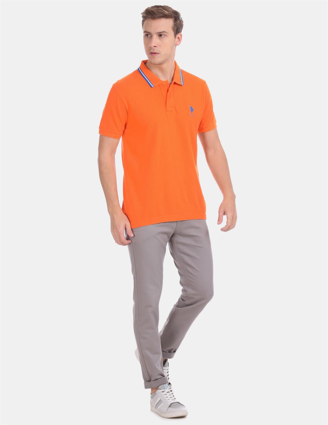 U.S.Polo Assn. Men Casual Wear Orange T-Shirt